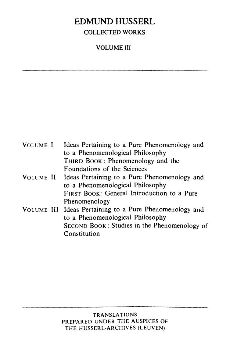 Ideas Pertaining to a Pure Phenomenology and to a Phenomenological Philosophy, 2nd Book: Studies in the Phenomenology of Constitution