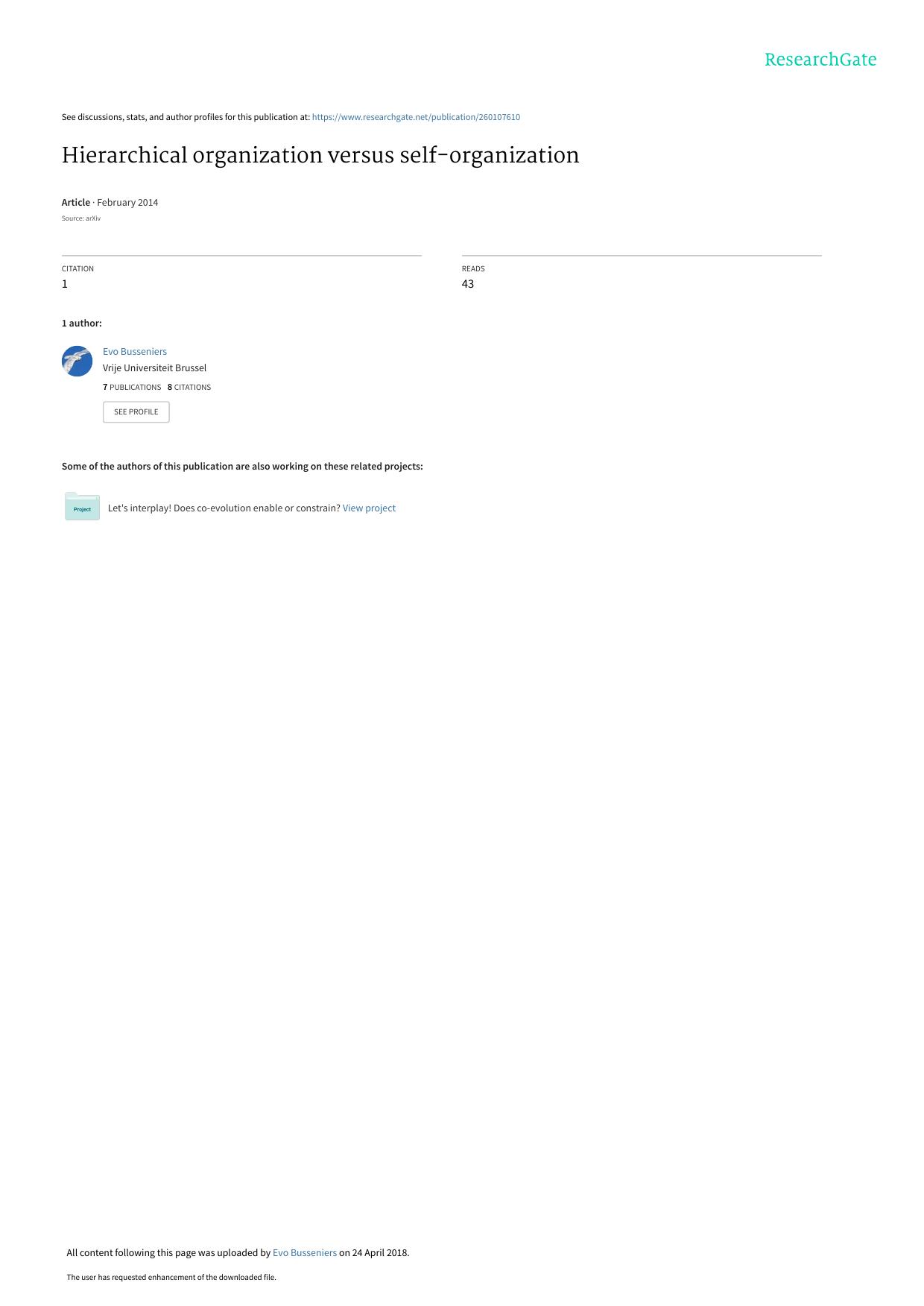 Hierarchical organization versus self-organization