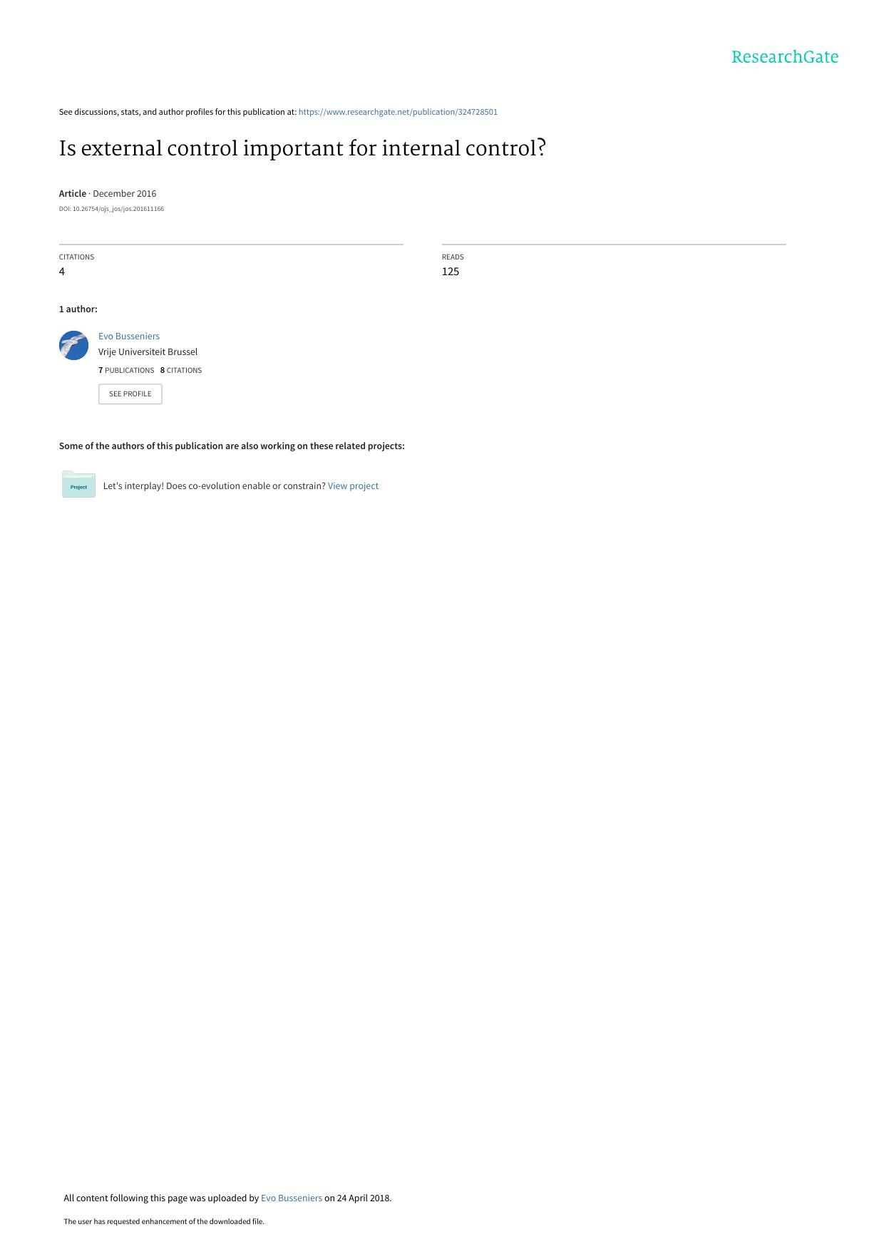 Is external control important for internal control?