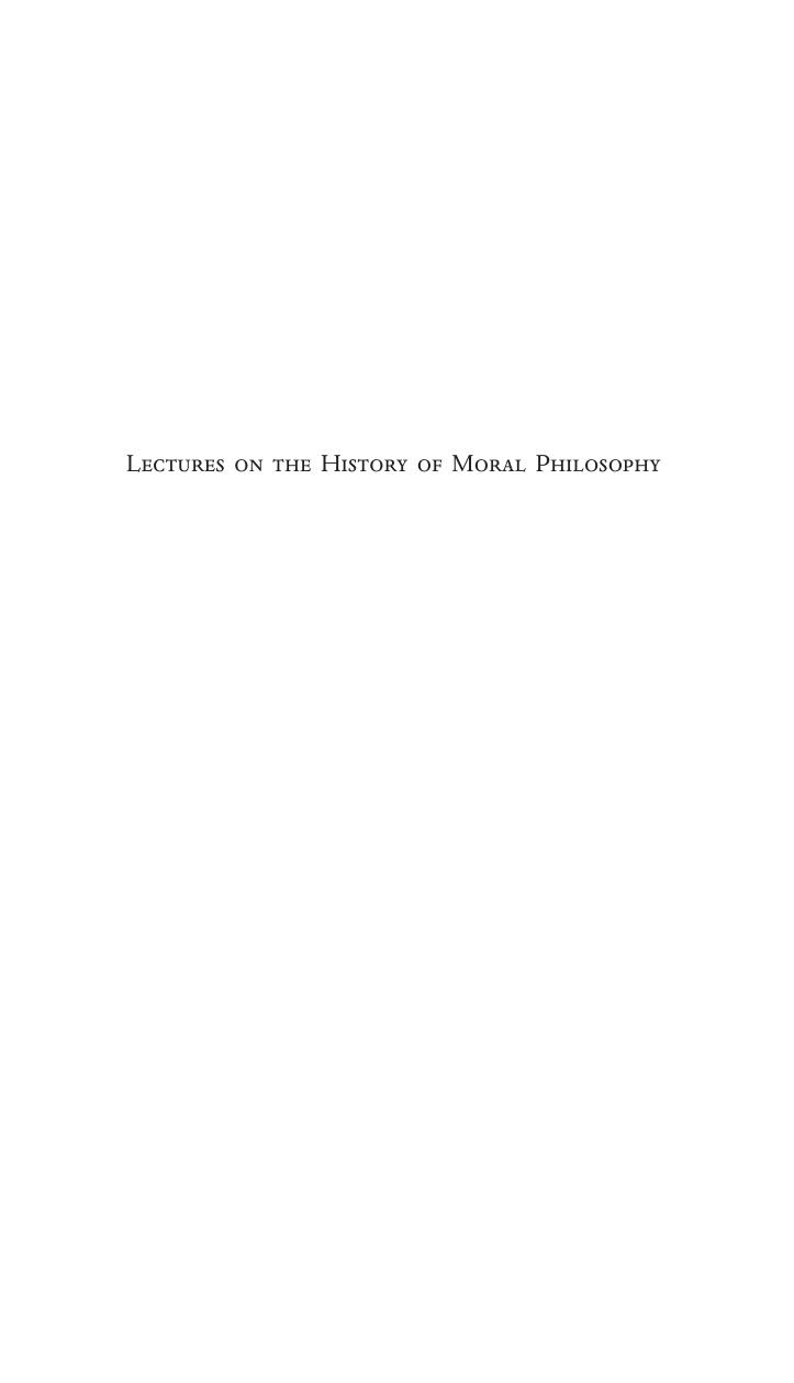 Lectures on the History of Moral Philosophy
