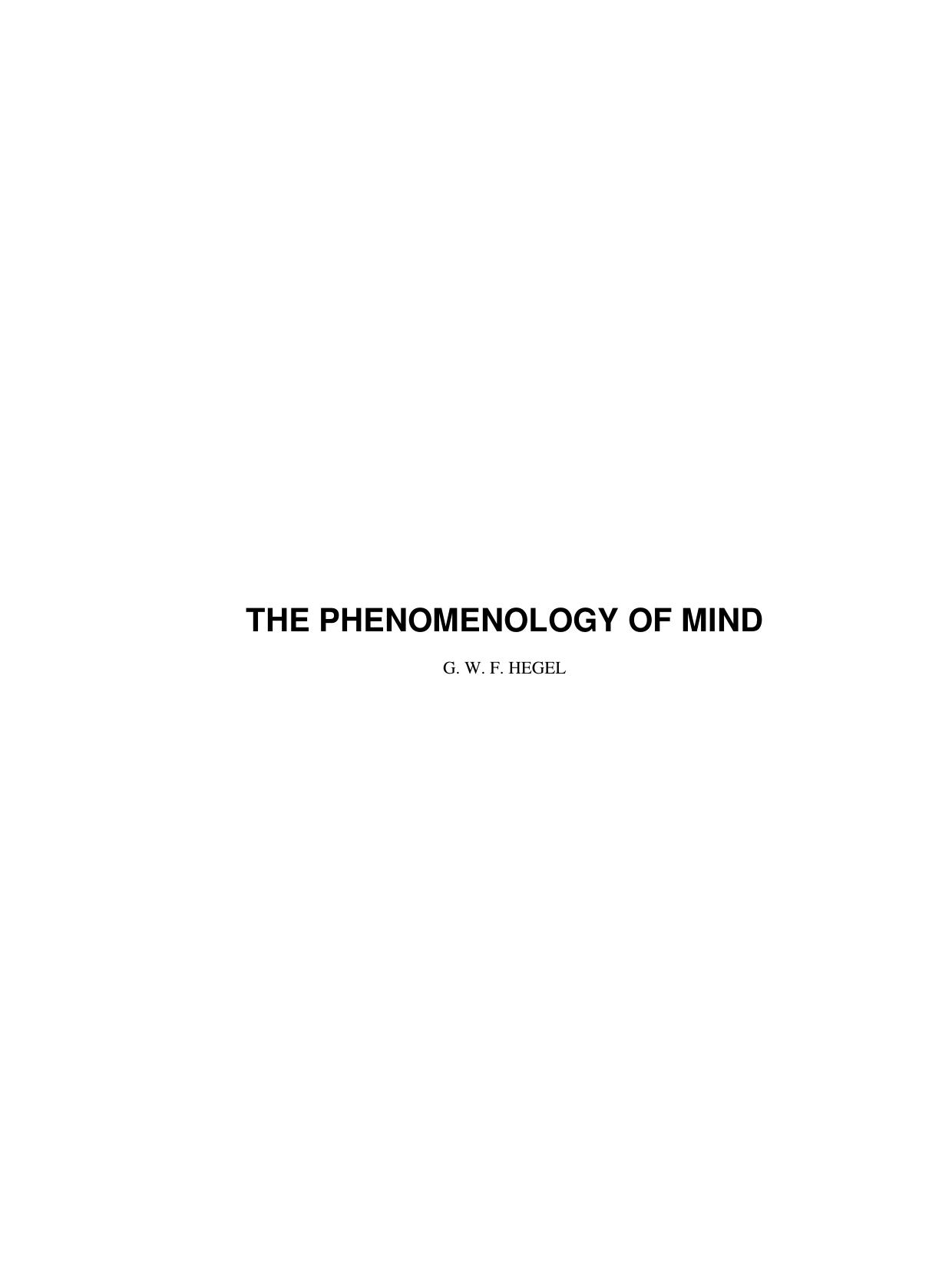 The Phenomenology of Mind