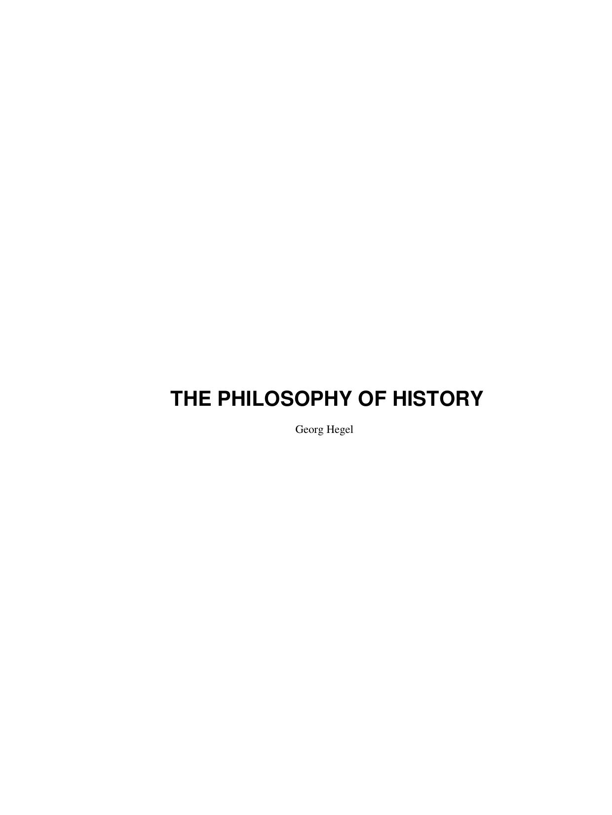 The Philosophy of History