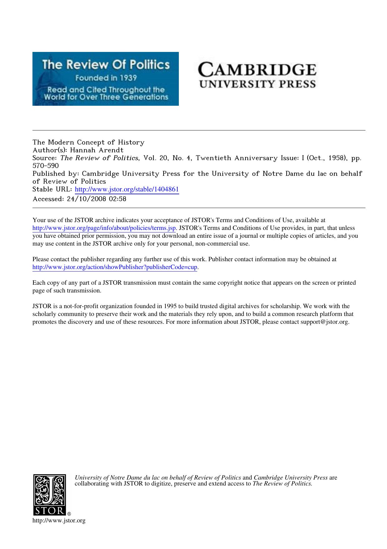 The Modern Concept of History