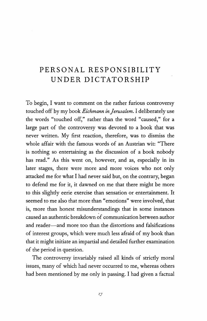 Personal Responsibility Under a Dictatorship