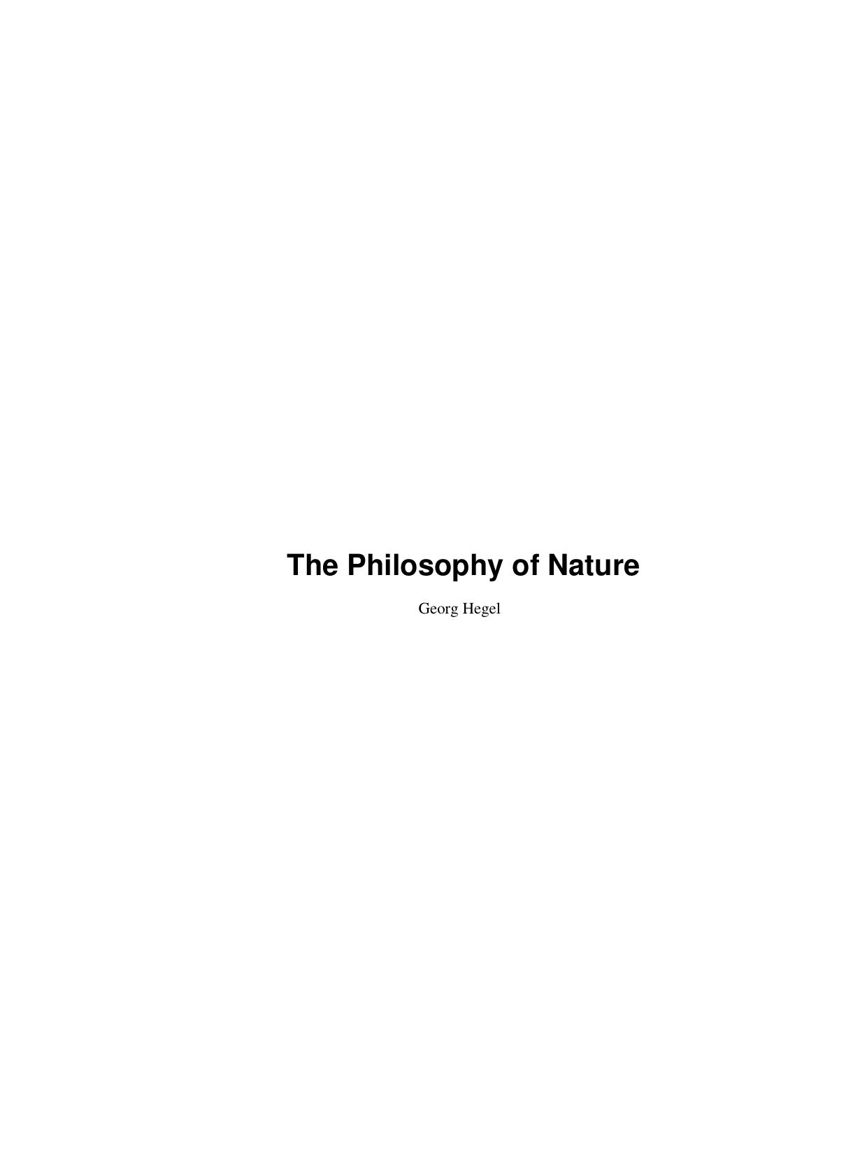 The Philosophy of Nature