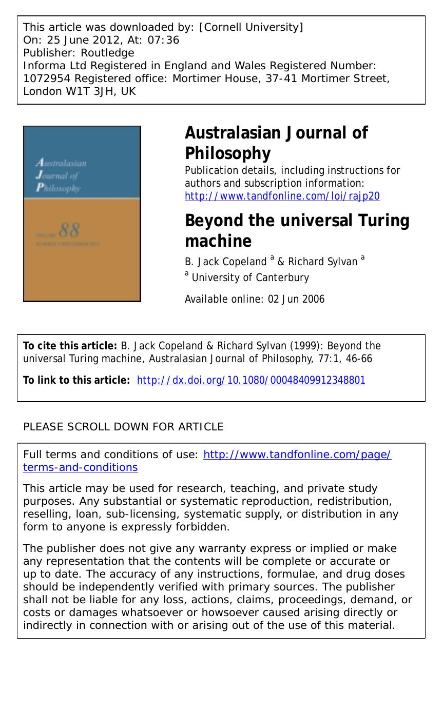 Beyond the universal Turing machine